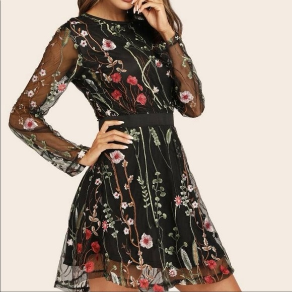 CBR dress small embroidered sheer arm - Picture 1 of 10